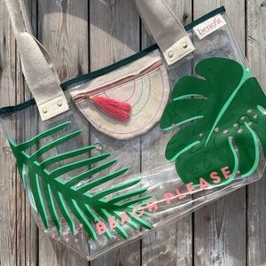 Benefit Clear Beach Bag with Interior Canvas Zip Pocket